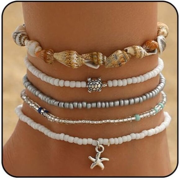 Stylish Waterproof Anklets with Starfish & Shells - Summer Fashion for Women - Picture 1 of 7